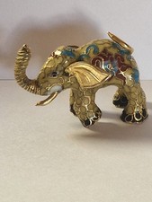 Vintage Chinese Cloisonne Elephant Figurine Handmade Articulated Moving Tail
