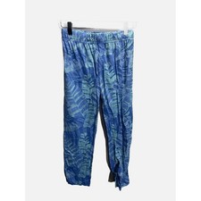 Vineyard Vines Pajama Pants Boys M 12-14 Blue Green Tropical Leaf Sleep Lounge