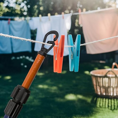 Linea di Lavaggio Estensibile Resistente 2,6M Prop Palo Supporto Vestiti Giardino Esterno - Foto 17 di 29