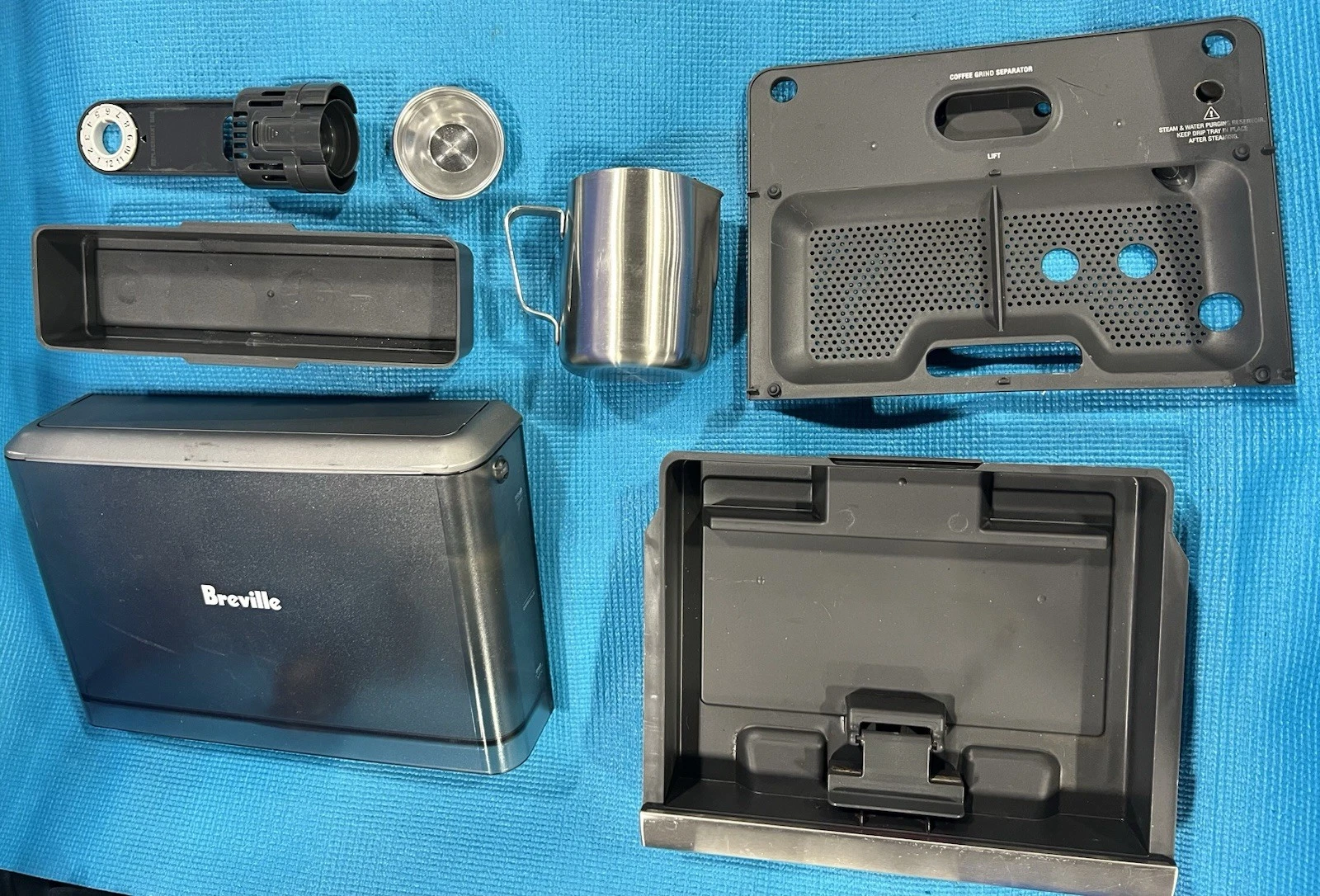 Breville BES870XL Parts: Drip Tray Water Tank Frothing Milk Jug Filter Tool Stor