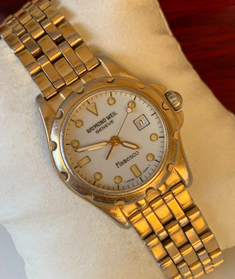 Vintage Raymond Weil Flamenco 5370 Gold Plated Quartz Uhr Datum Damen 30mm 80er