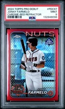 2024 Topps Pro Debut Chrome Jonny Farmelo Red Refractor 3/5 PSA 9 Mariners...