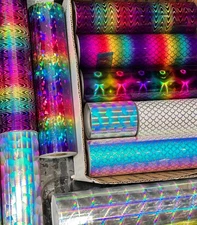 Special Effect Plastic Tape, pick size + pattern  Fish Scales, MultiColor, Opals