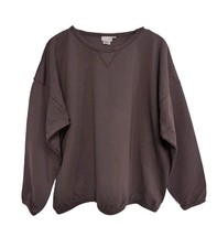Haystacks Womens Leelanau Cotton Terry Boxy Sweatshirt One Size Brown USA Made