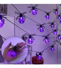 Spider Halloween Purple String Lights 16.5 Ft 198in Battery Powered with Timer