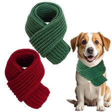 2 PCS Winter Knitted Scarf for Dogs Warm Bandanas Small Medium Large Green