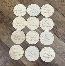 Hobby Lobby Monthly Milestone Wooden Discs 1-12 Months Beige Unisex