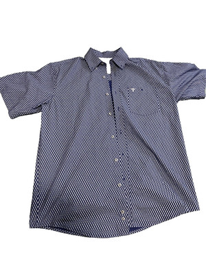 Wrangler 20X Shirt Competition Men's L Button Geometric Blue Western Cowboy Bull