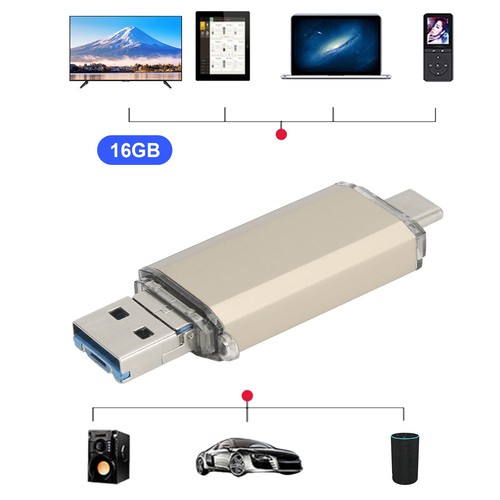 16GB USB 3.0 U Disk Golden ThreeInOne High Speed Bulk Storage Memory Device NEW - Zdjęcie 11 z 12