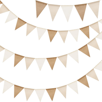 Wimpelkette Outdoor Wetterfest Braun Beige, 12M Indoor Party Wimpel Girlanden, 3