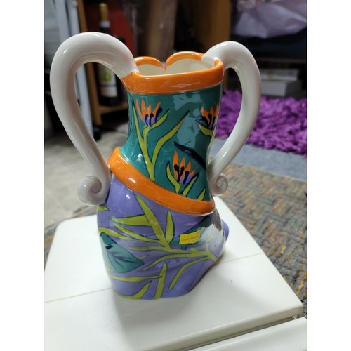 RARE: DIANE ARTWARE HAPPY CLOTHES PARADISE SARONG PORCELAIN VASE, MINT, MARKED - Picture 4 of 5