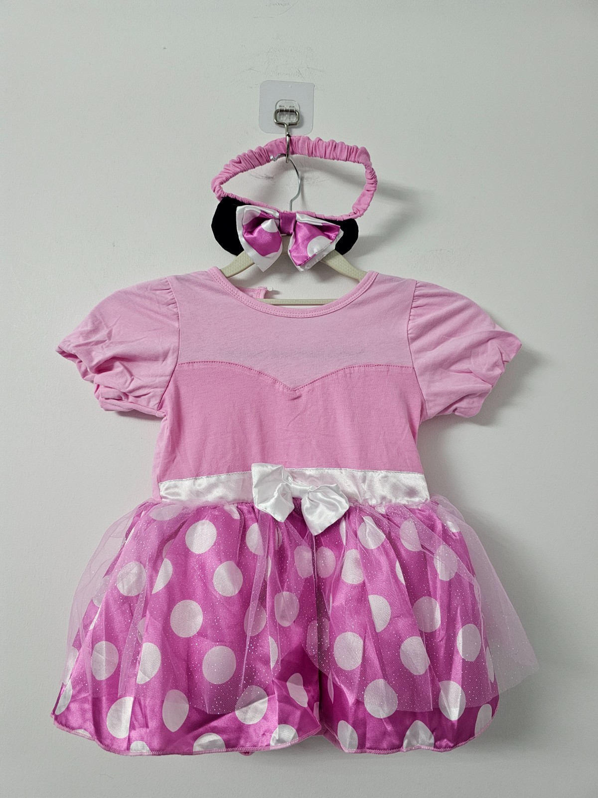 Vestido Disfraz Mickey Mouse Niños Niñas 3-4 Años Rosa Lunares Diadema Elegante