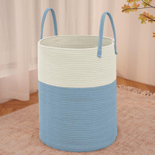 60L Large Woven Laundry Basket Hamper,Cotton Cord Storage Bin for Blankets,Toys