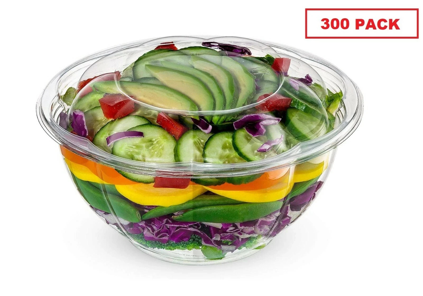 32oz Salad Bowls To-Go with Lids 300 Count Clear Plastic Disposable Containers