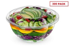 32oz Salad Bowls To-Go with Lids 300 Count Clear Plastic Disposable Containers