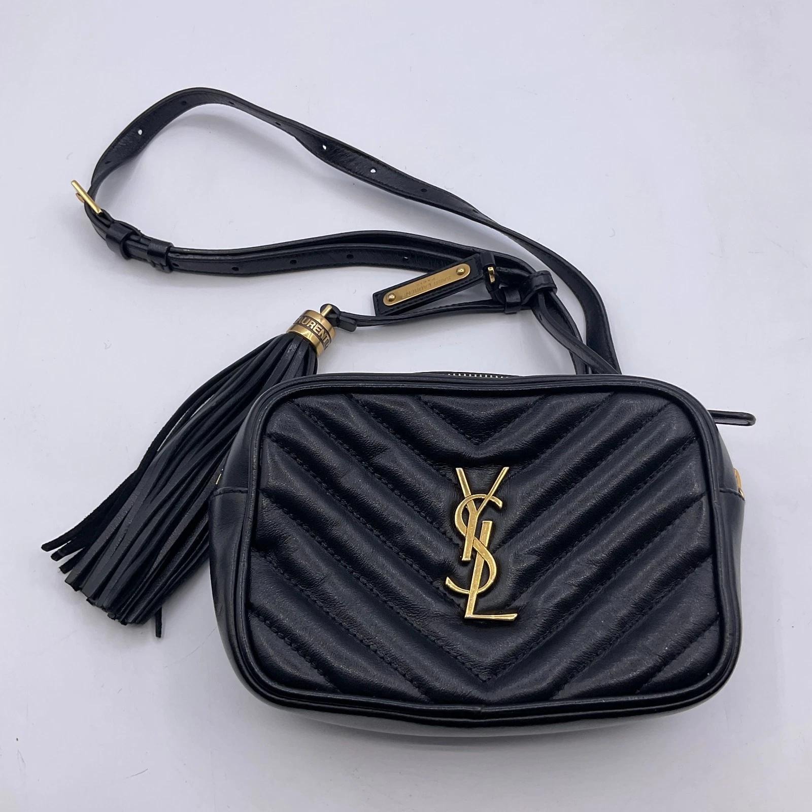 Saint Laurent — YSL Saint Laurent Lou Belt Waist Bag Purse Quilted Black Calfskin Leather