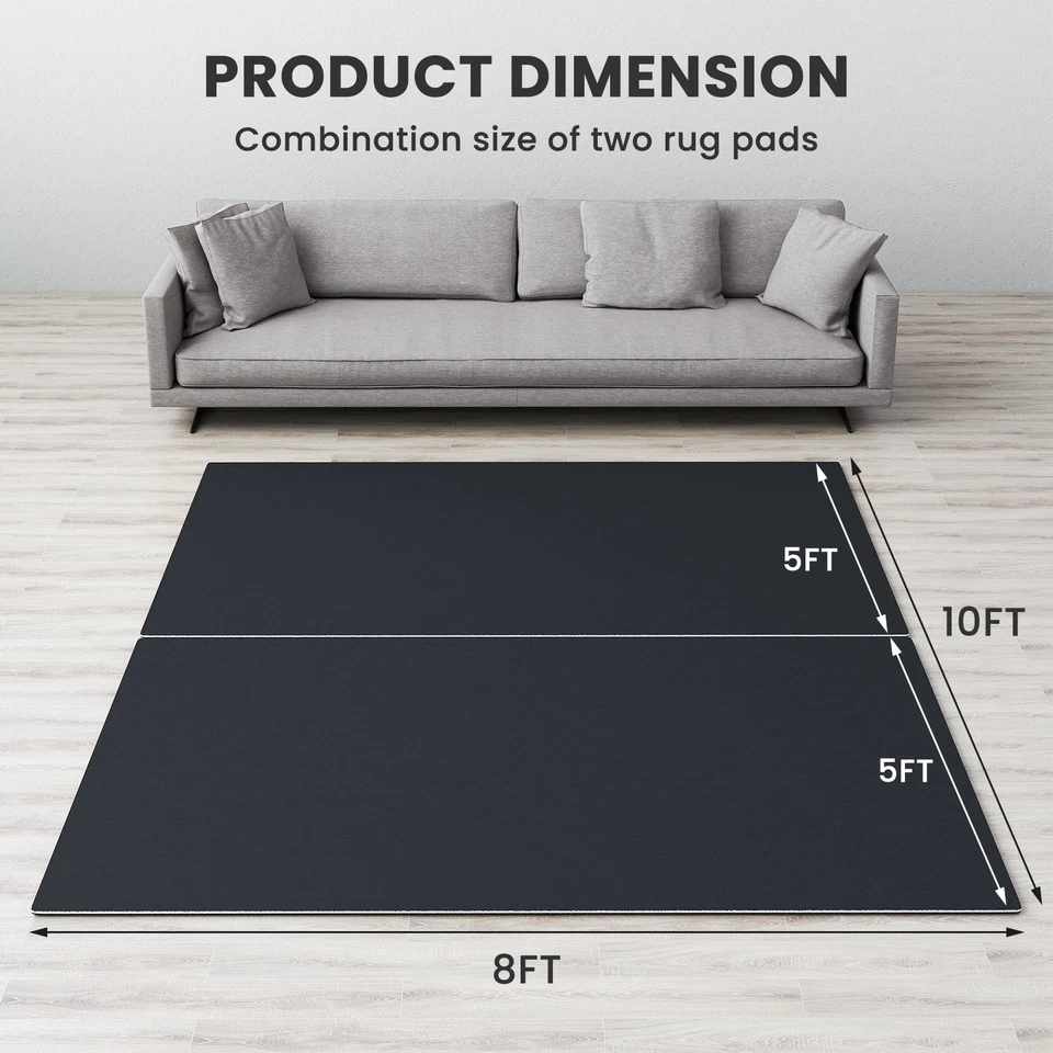 Non-Slip Rug Pads 8x10 Ft, Memory Foam 1/2” Thick Under Rug Mat Cushioned Carpet - Image 4 of 4
