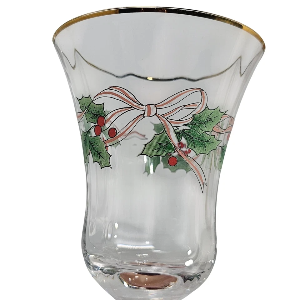 4 copas Mikasa cinta acebo 8,75" vacaciones de Navidad de colección años 90 borde dorado lujo Foto 4 de 4