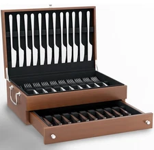 Premium Flatware Chest For 12+ Sets | Anti Tarnish Silverware Storage For Ful...