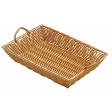 Natural Color Wicker Basket Rectangular with Handles - 16"L x 11"W x 3"D