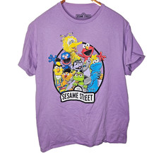 Sesame Street Women's Sz L T-shirt Purple Big Bird Oscar Grover Burt Erie Elmo