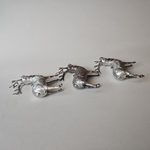Lot 3 Vintage Silver Hard Plastic Deer Ornaments Figures 1960s Christmas Decor - Picture 15 of 21
