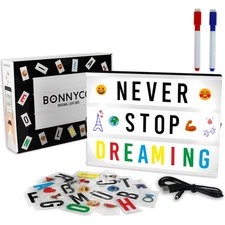 Cinema Light Box with 400 Letters, Symbols, Emojis, 2 Markers and USB. Led Li...
