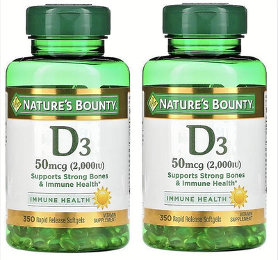 2x Nature s Bounty Vitamin D3 2000 IU Softgels - 350 Count Each