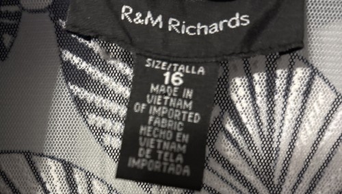 R&M Richards Blue & White Open Front Mesh Cardigan Size 16 - Picture 3 of 7