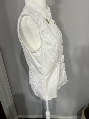 ANTONIO MELANI Sleeveless White Button Up Blouse Sz M - Picture 3 of 7
