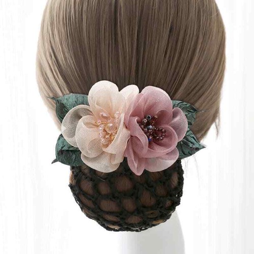 women Headdress occupation spring clip Hair Accessories Flower Hair Net - Picture 3 of 14