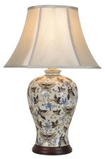 Ivory Ceramic Lamp Oriental Chinese Porcelain Butterfly Table Lamp M9422