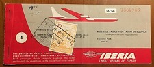 "IBERIA" biglietto aereo volo Madrid- Caracas- Barcellona- Milano anno 1966  