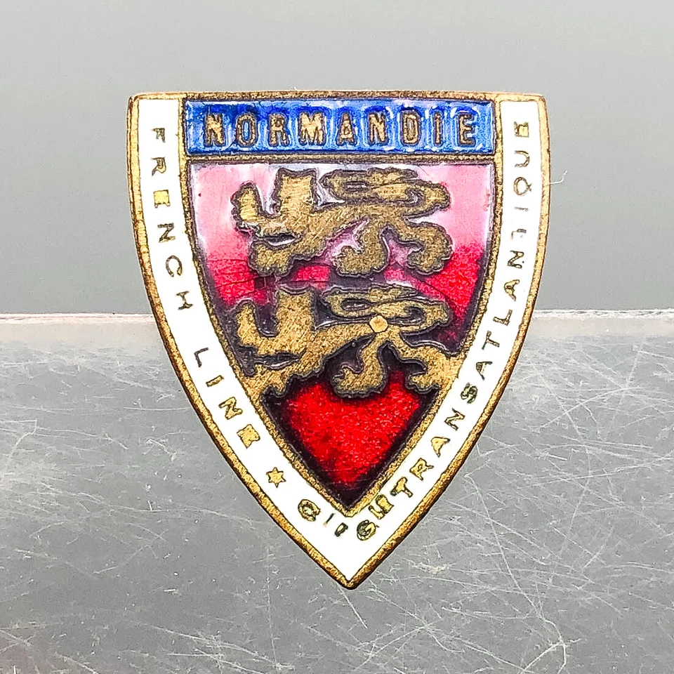 Normandía Línea Francesa Botón Agujero Pin Medallón Transatlántico Océano París Foto 3 de 4