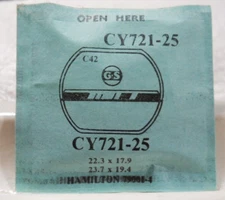 GS CY721-25 Watch Crystal Ft Hamilton 79001 79004 - 23.7 x 19.4 - 22.3 x 17.9 mm