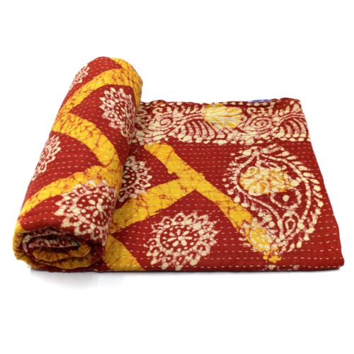 Vintage Kantha Quilt indische handgefertigte Baumwolle Wohnkultur Decke Überwurf - Bild 1 von 6