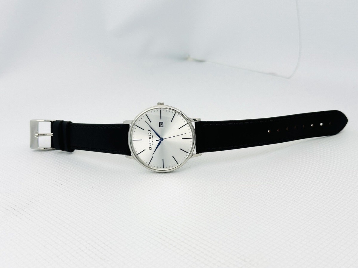 Kenneth Cole Men's KC15059006 Silver Dial Blue Hands Black