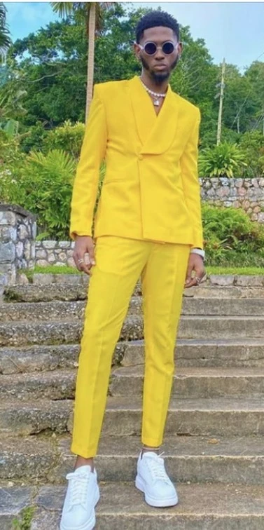 Moda Hombres Trajes Boda Novio 2 Piezas Esmoquin Calce Ajustado Fiesta Baile de graduación Blazer Formal Foto 2 de 4