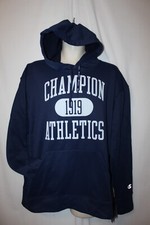 mens champion poly stretch pullover hoodie L nwt wicking navy blue