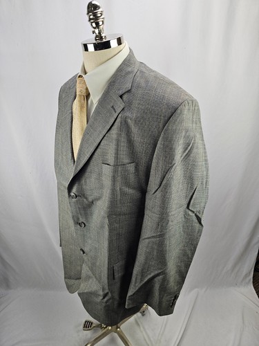 Michael Kors men's Gray Windowpane Blazer Silk & Wool Blend Blazer Jacket 48R - Picture 3 of 10