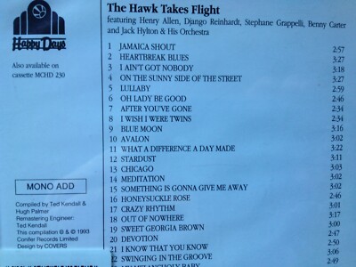 Jazz: JAMAICA SHOUT- Coleman Hawkins - Chicago/Avalon/ Blue Moon /Lullaby