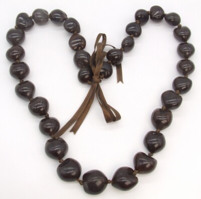 32'' Hawaiian Kukui Nut Brown Lei for Wedding Graduation Luau Hula Party Necklace