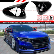 FOR 2018-2022 ACCORD M STYLE GLOSS BLACK SIDE MIRROR COVER CAP OVERLAY W/O LIGHT
