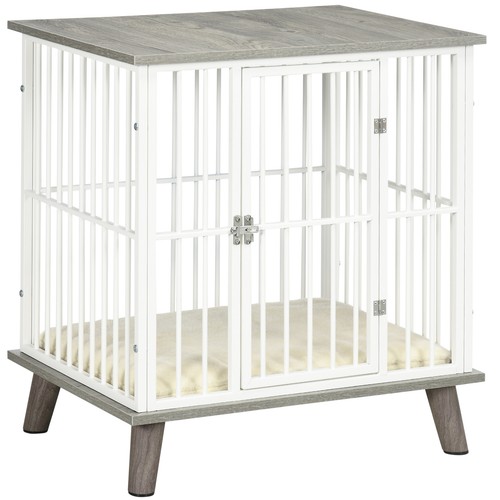 PawHut Dog Crate Furniture, Indoor Pet Kennel Cage, Top End Table w/ Soft