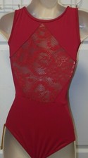Sansha Lace Diamondback Zipfront Meryl Leotard RubyRed Ladies sizes only LE2516M