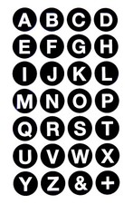 18mm Bianco Lettere Su Nero Etichette, Autoadesivo Alfabeto Adesivi - RCL7951