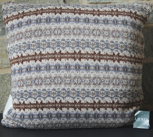 ralph lauren Sweater knit Pillow 20" SQ Down fill lodge alpine 2017 NOS cotton