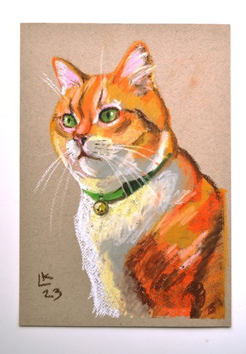 Original Cat Art Ginger Feline with Vibrant Colors and Textured Brush Strokes - Picture 2 of 6