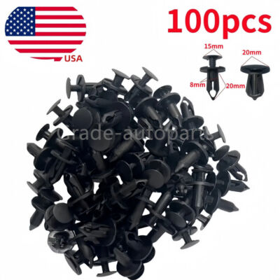 #ad #ad 100x 8mm Bumper Clips for fit Car Hole Retainer Rivets Fastener Fender Push Pin $4.00