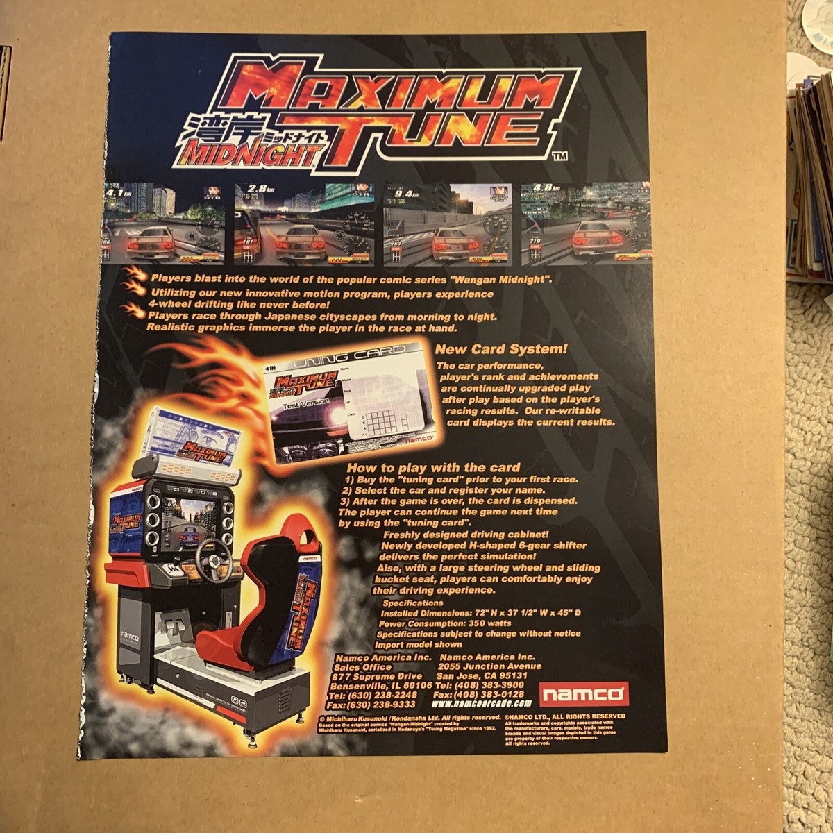 original ad 11- 8.5'' 2004 Maximum Tune Namco ARCADE VIDEO